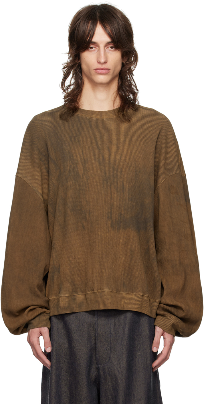 AVIVA JIFEI XUE BROWN BOXY CREWNECK SWEATSHIRT 