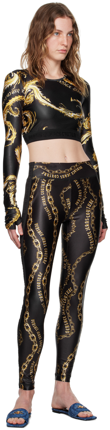 Versace Jeans Couture Leggings In Eg89 Black/gold