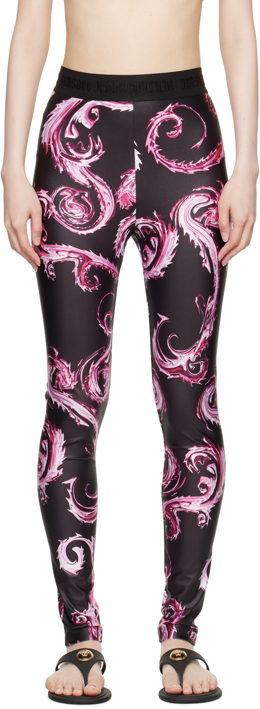 Versace Jeans Couture Black Pink Chromo Couture Leggings