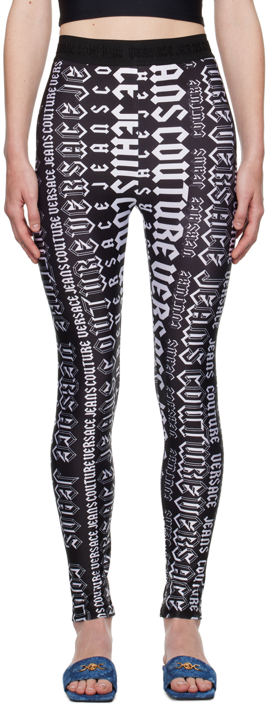 Black & White Logo-Printed Leggings