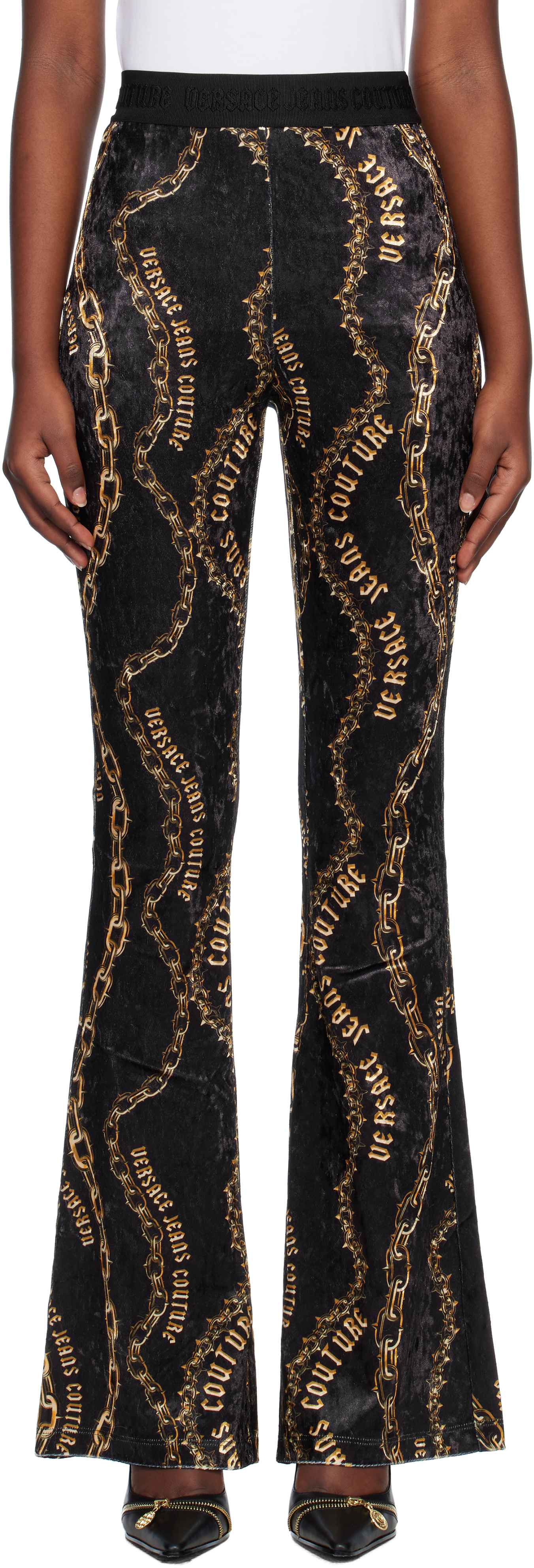 Versace Jeans Couture Black Gold Chain Lounge Pants