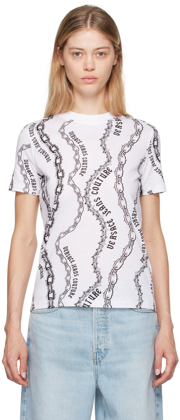 White & Black Chain Couture T-Shirt
