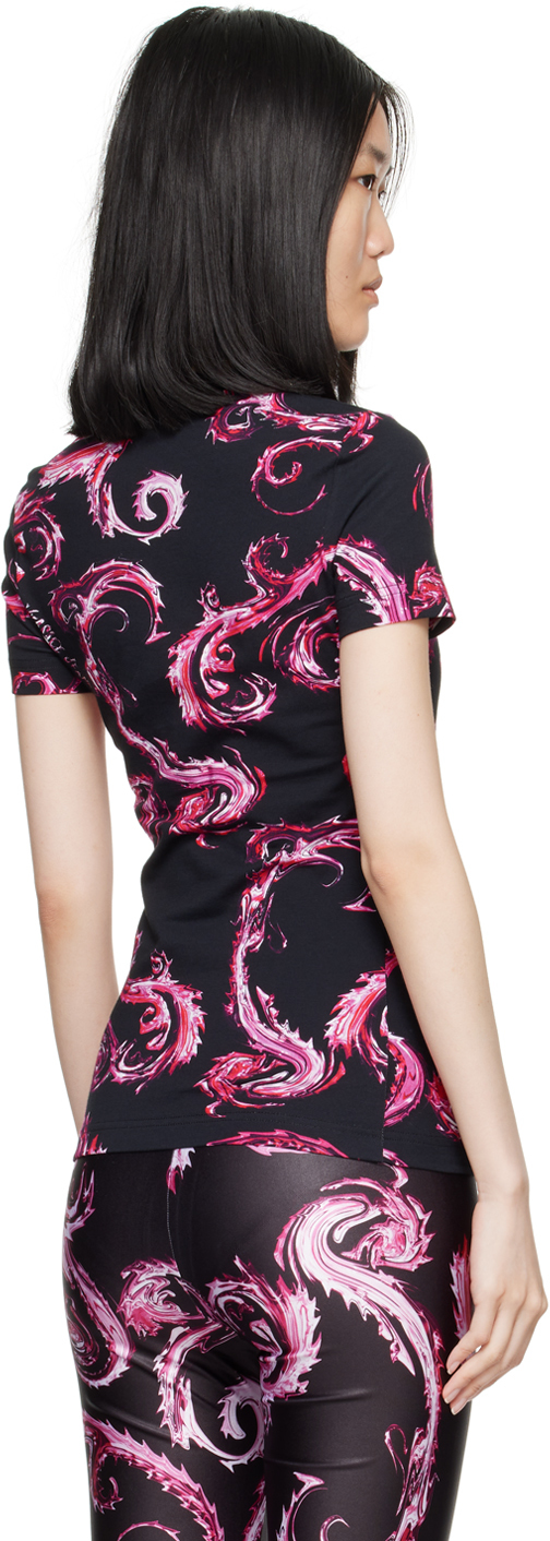 Versace Jeans Couture Black & Pink Chromo Couture T-shirt In Eqy2 899 Black +rasp