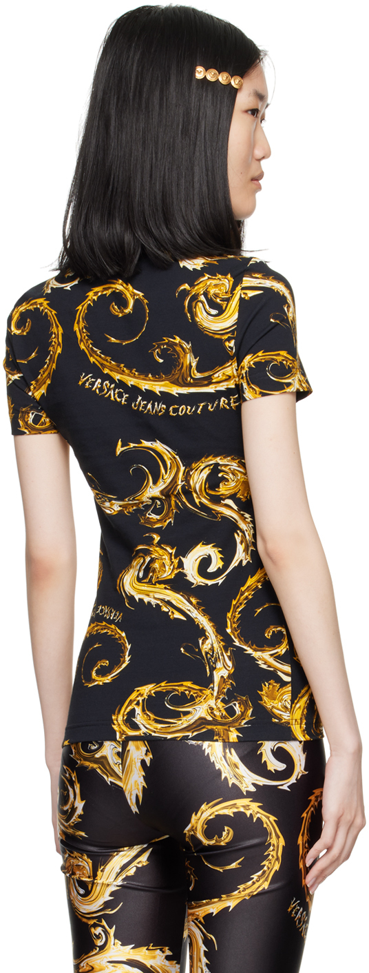 Versace Jeans Couture Black & Gold Chromo Couture T-shirt In Eg89 Black/gold