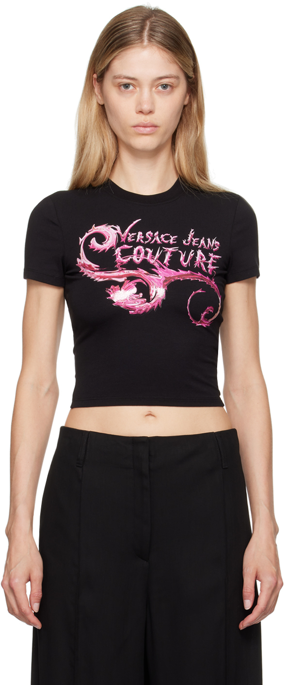 Black & Pink Chromo Couture Logo T-Shirt