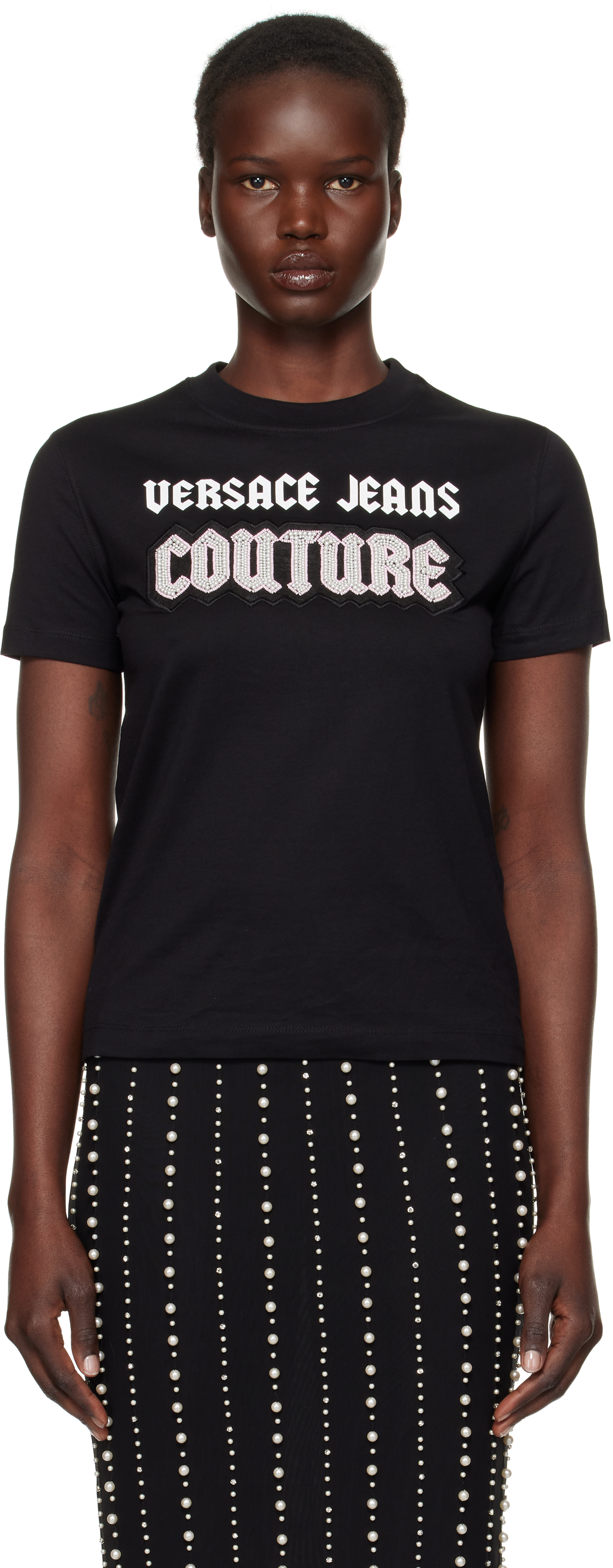★Versace Jeans★ ブラック スクリーンプリント Tシャツ versace-jeans-couture-black-