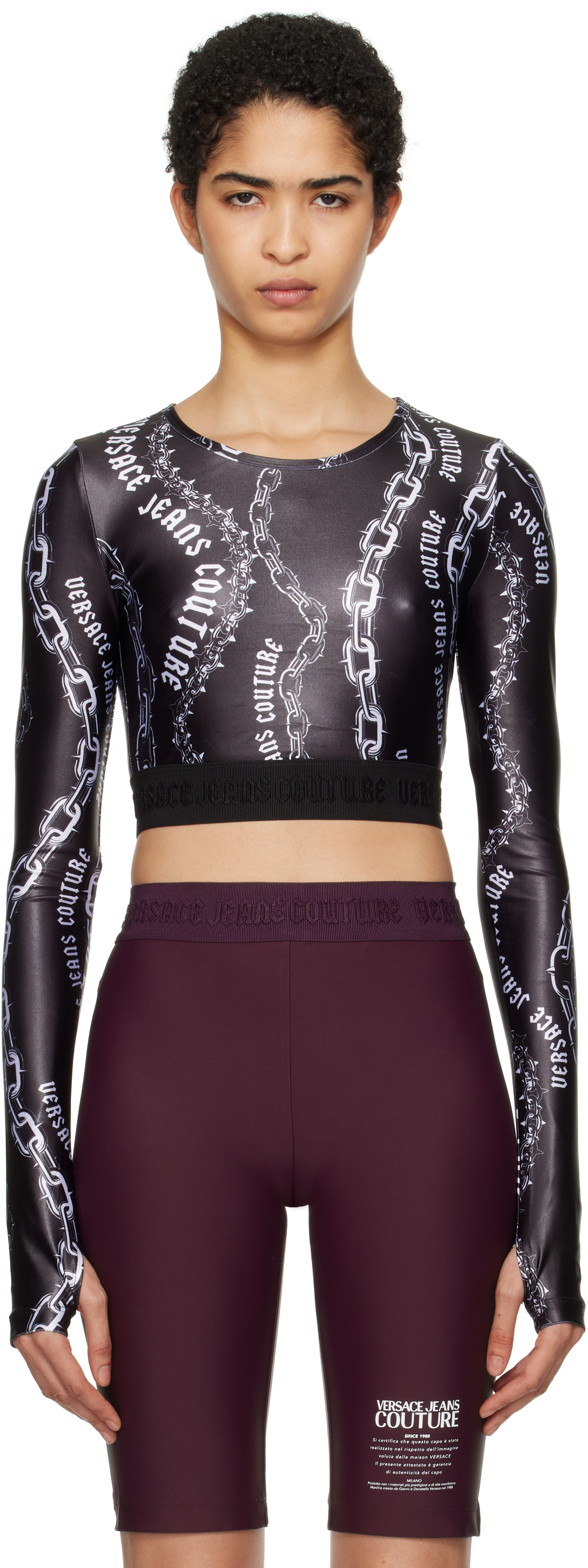 Black Chain Couture Crop T-shirt