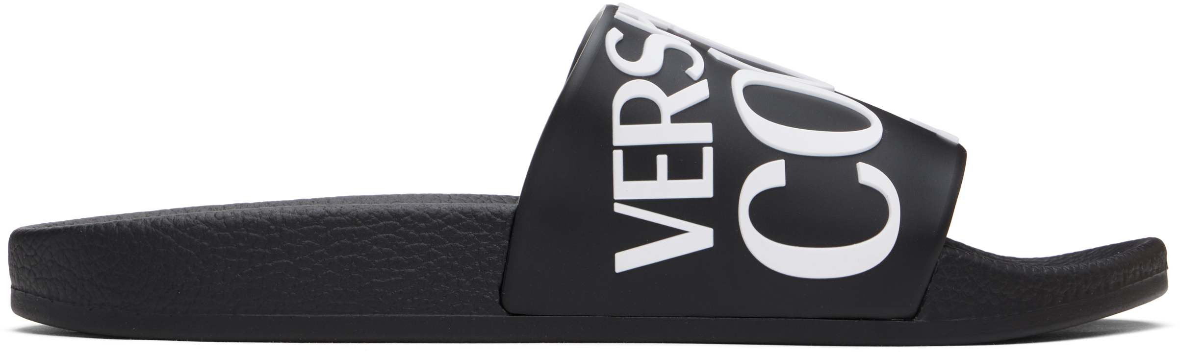 【送関込】VERSACE ブラック＆ゴールド ロゴ プールスライド MAISON MARGIELA(メゾンマルジェラ) 20SS Calendar logo slide