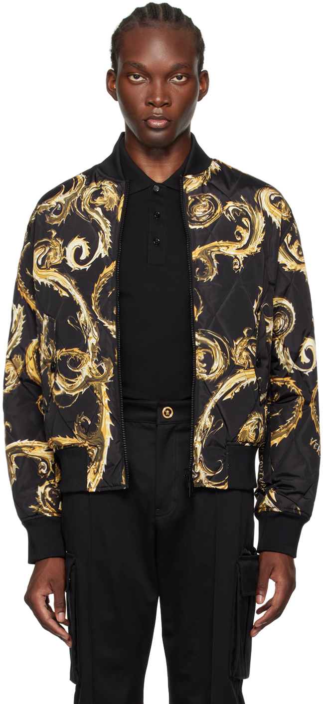 Black Chromo Couture Reversible Bomber Jacket