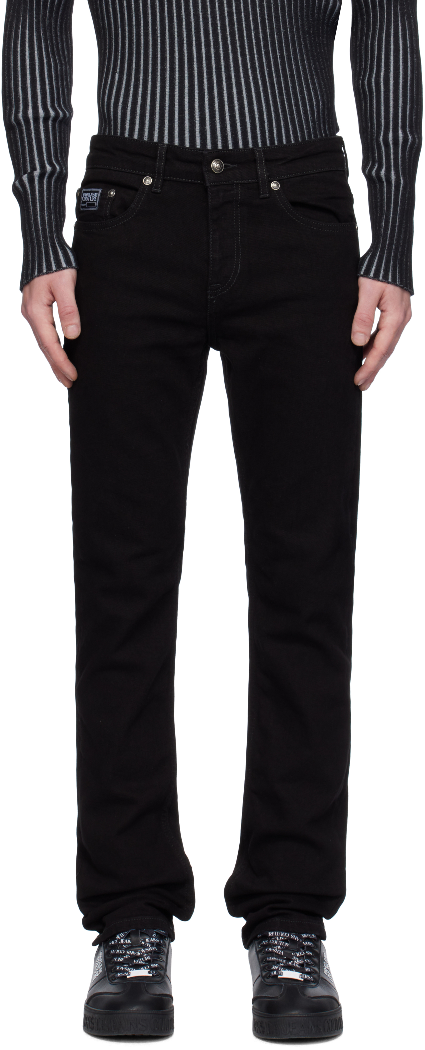 Versace Jeans Couture Black Slim Milano Jeans In E909-black Black