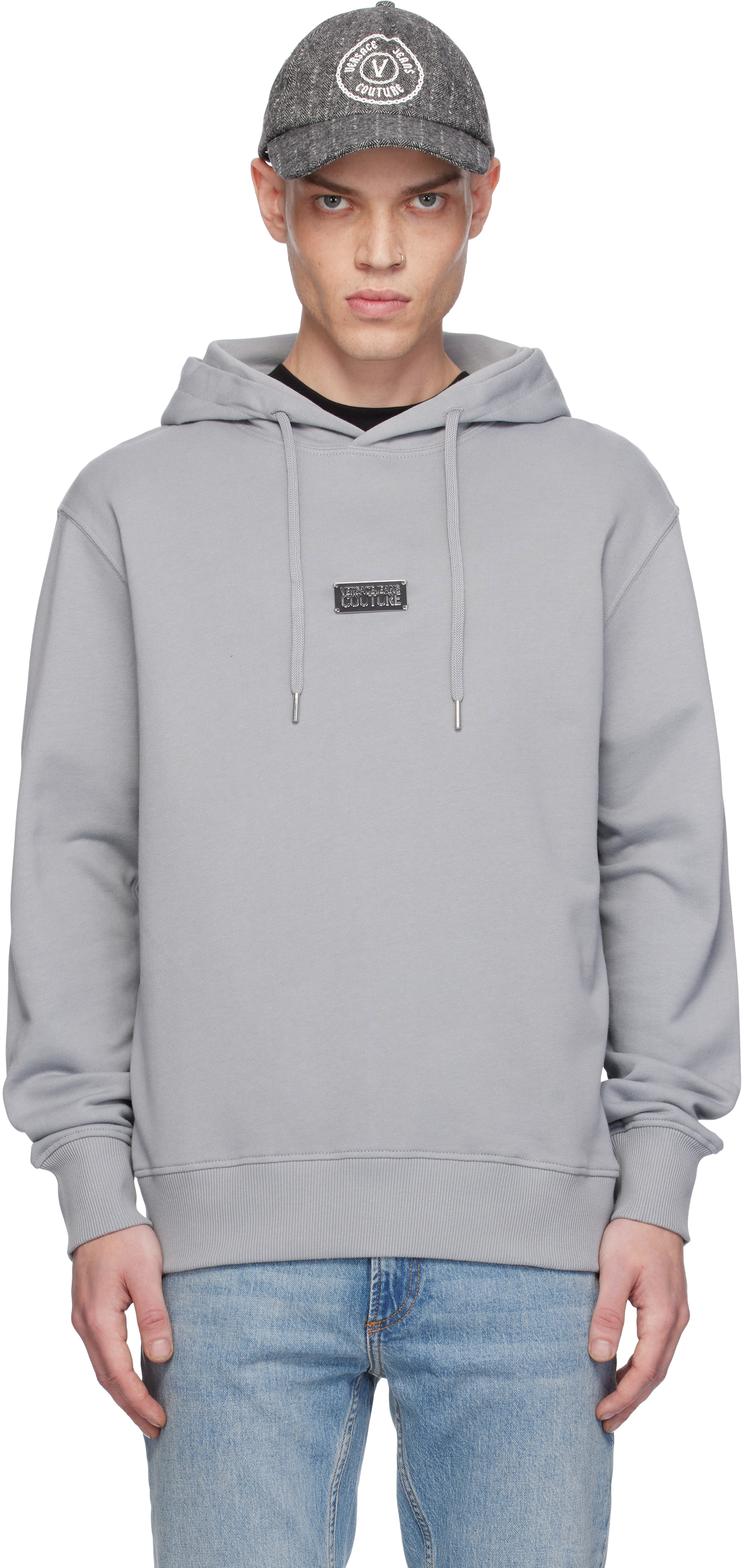 Gray Logo Regular-Fit Hoodie