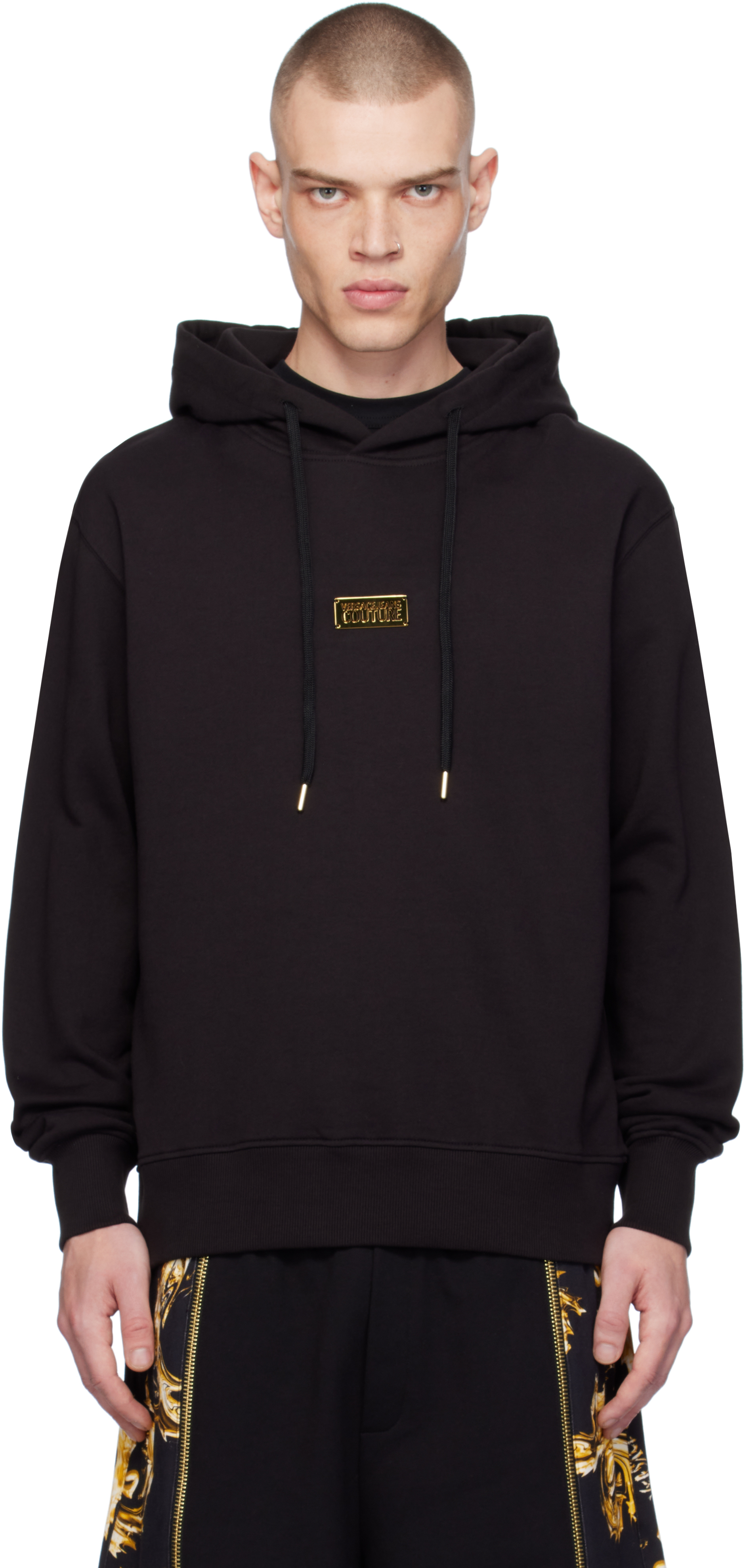 Black Logo Regular-Fit Hoodie by Versace Jeans Couture on Sale