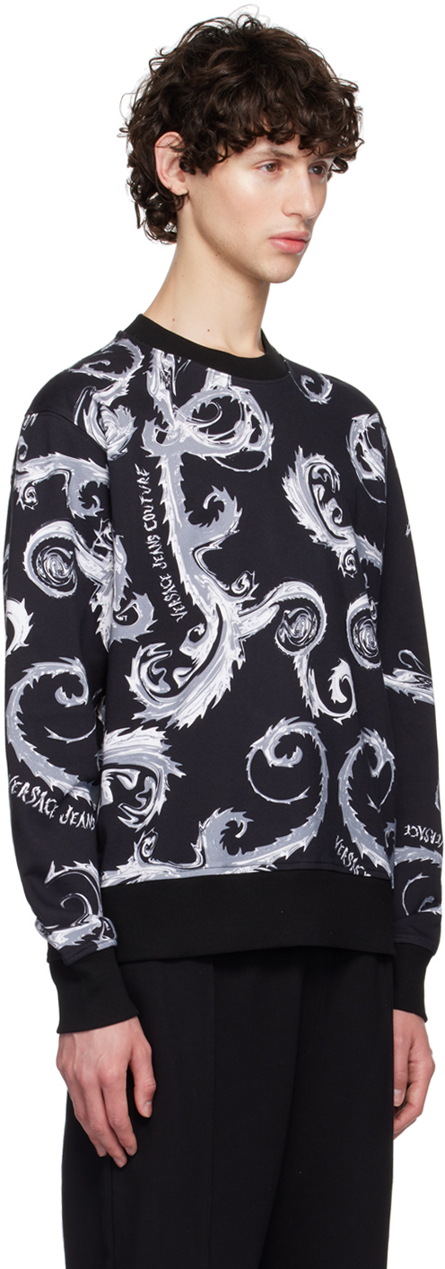 VERSACE JEANS COUTURE BLACK & GRAY CHROMO COUTURE SWEATSHIRT 