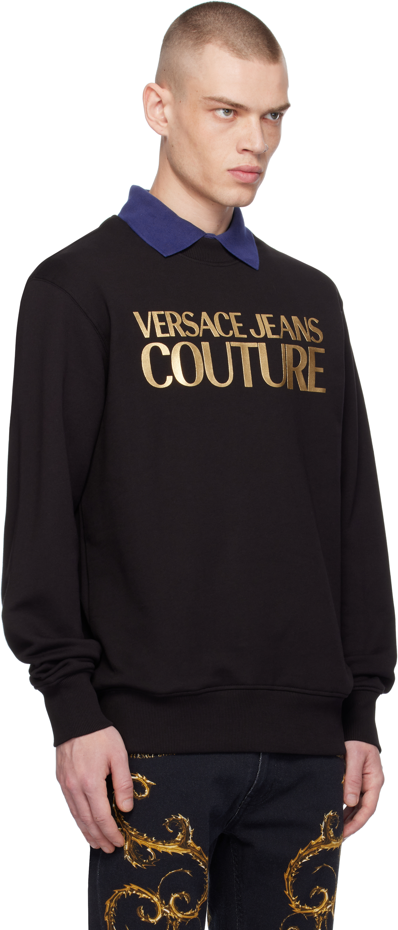 VERSACE JEANS COUTURE BLACK LOGO SWEATSHIRT