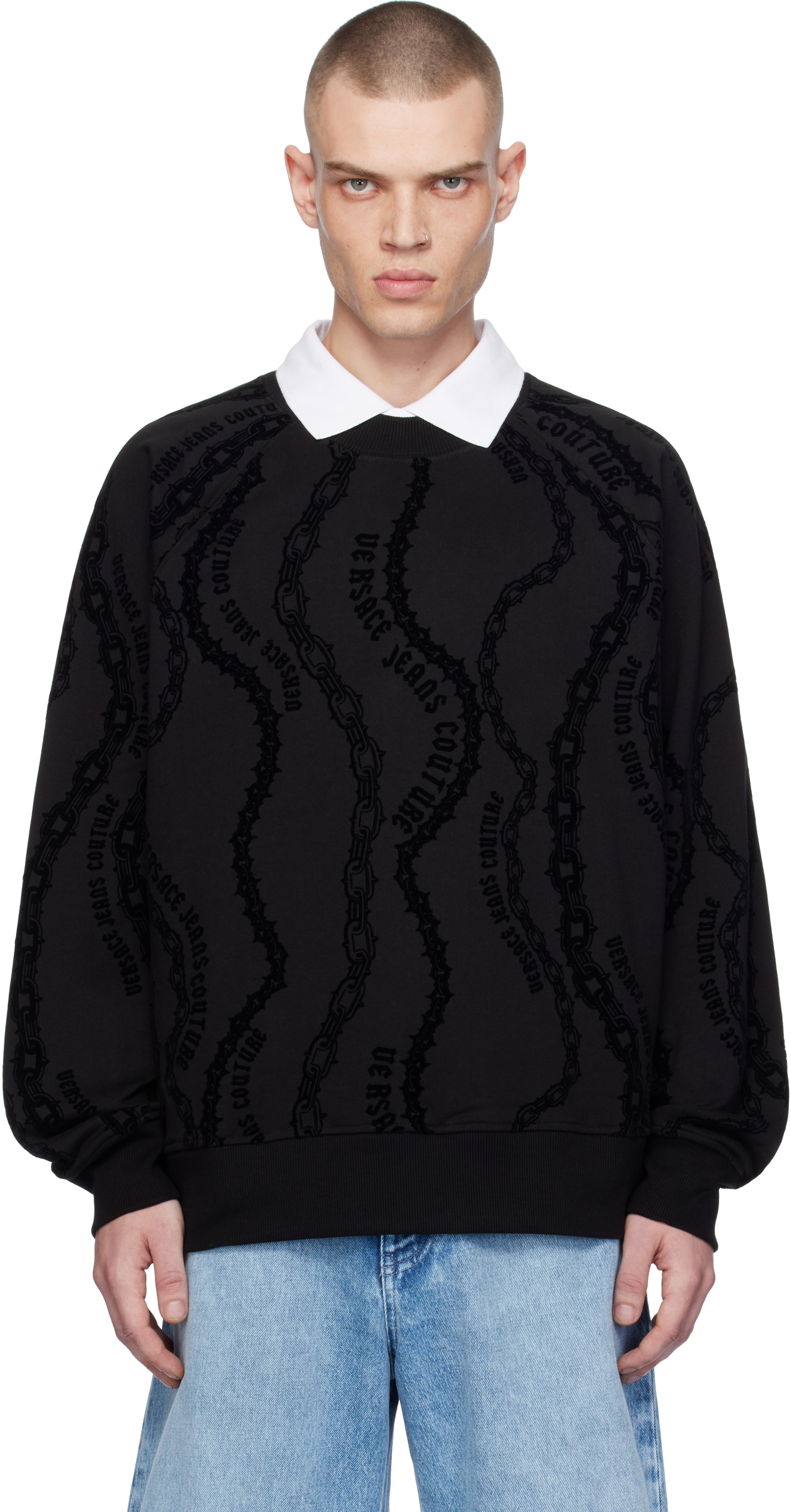 VERSACE JEANS COUTURE スウェットシャツ レギュラーフィット スウェットシャツ ポーセリン バロッコ