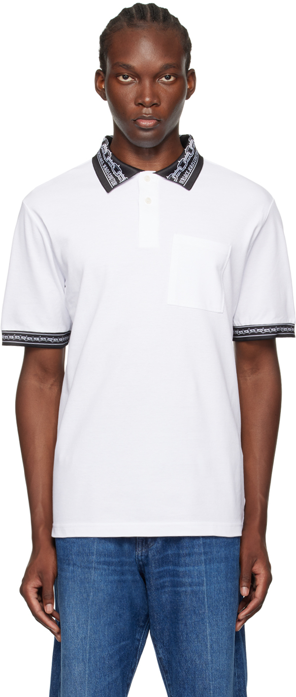 Shop Versace Jeans Couture White Chain Couture Polo In E003-white