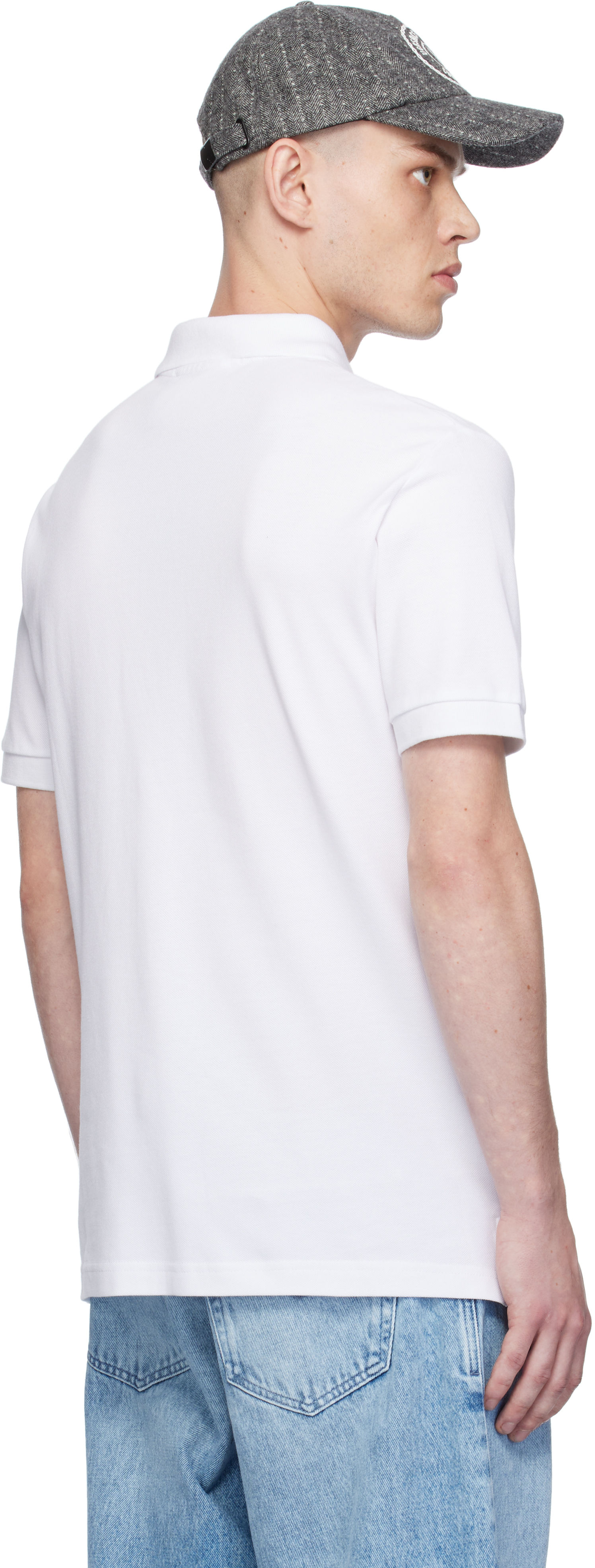 VERSACE JEANS COUTURE WHITE LOGO SLIM-FIT POLO 