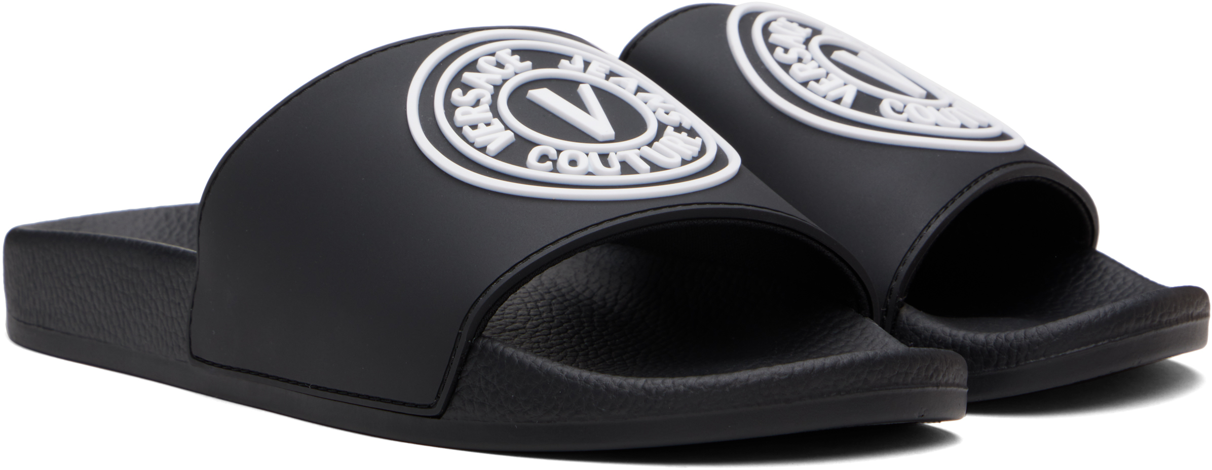 Versace Jeans Couture V-emblem Rubber Slide Sandals In E899