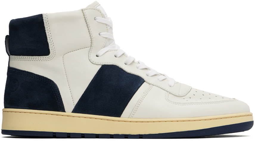 Off-White & Navy Pillar Destroyer High Sneakers