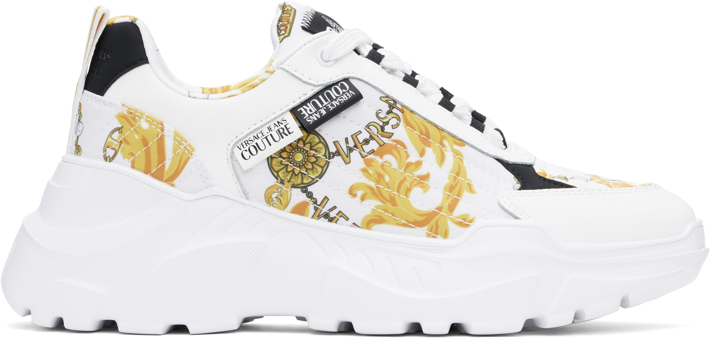 Shop Versace Jeans Couture White Speedtrack Sneakers In Eg03