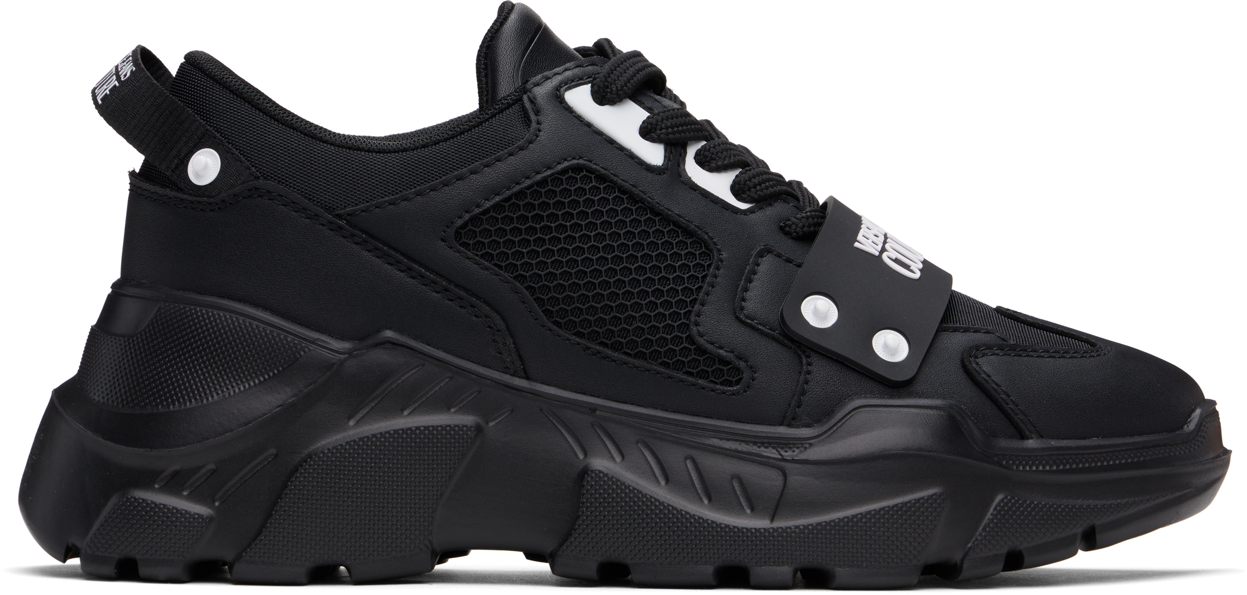 Versace Jeans Couture Logo-print Panelled Leather Sneakers In E899