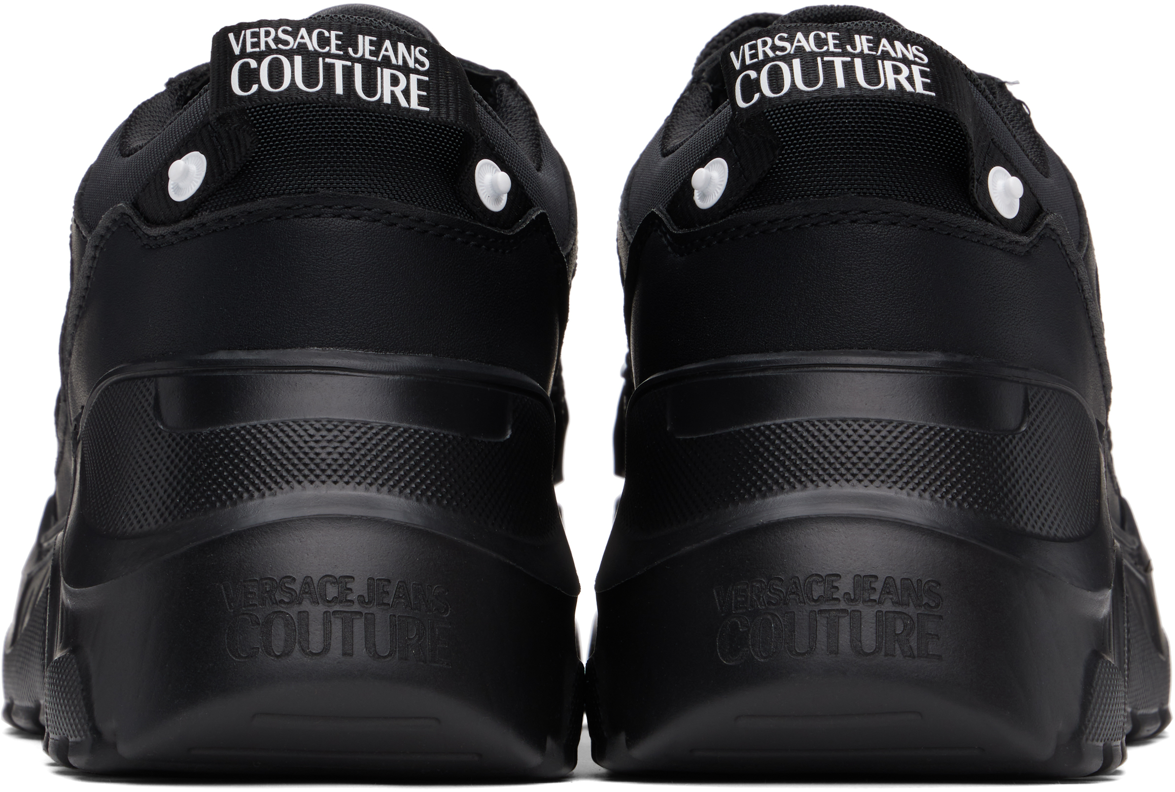 Versace Jeans Couture Logo-print Panelled Leather Sneakers In E899