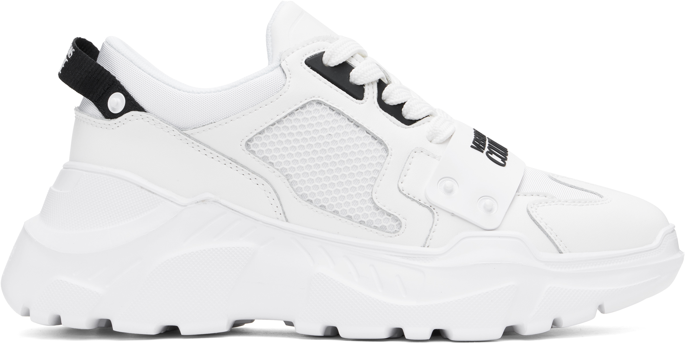 Versace Jeans Couture White Speedtrack Logo Sneakers In Eo03