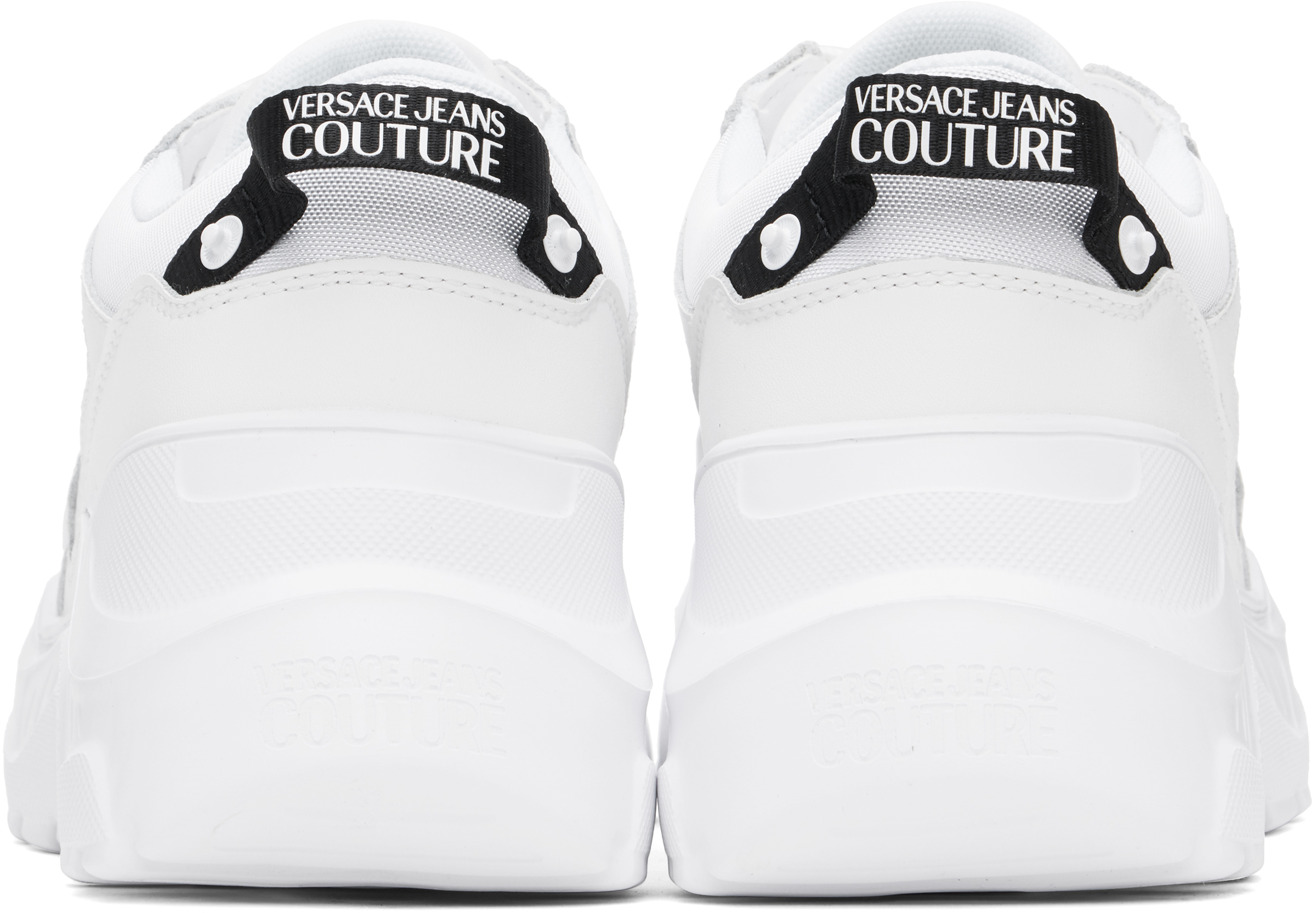 Versace Jeans Couture White Speedtrack Logo Sneakers In Eo03