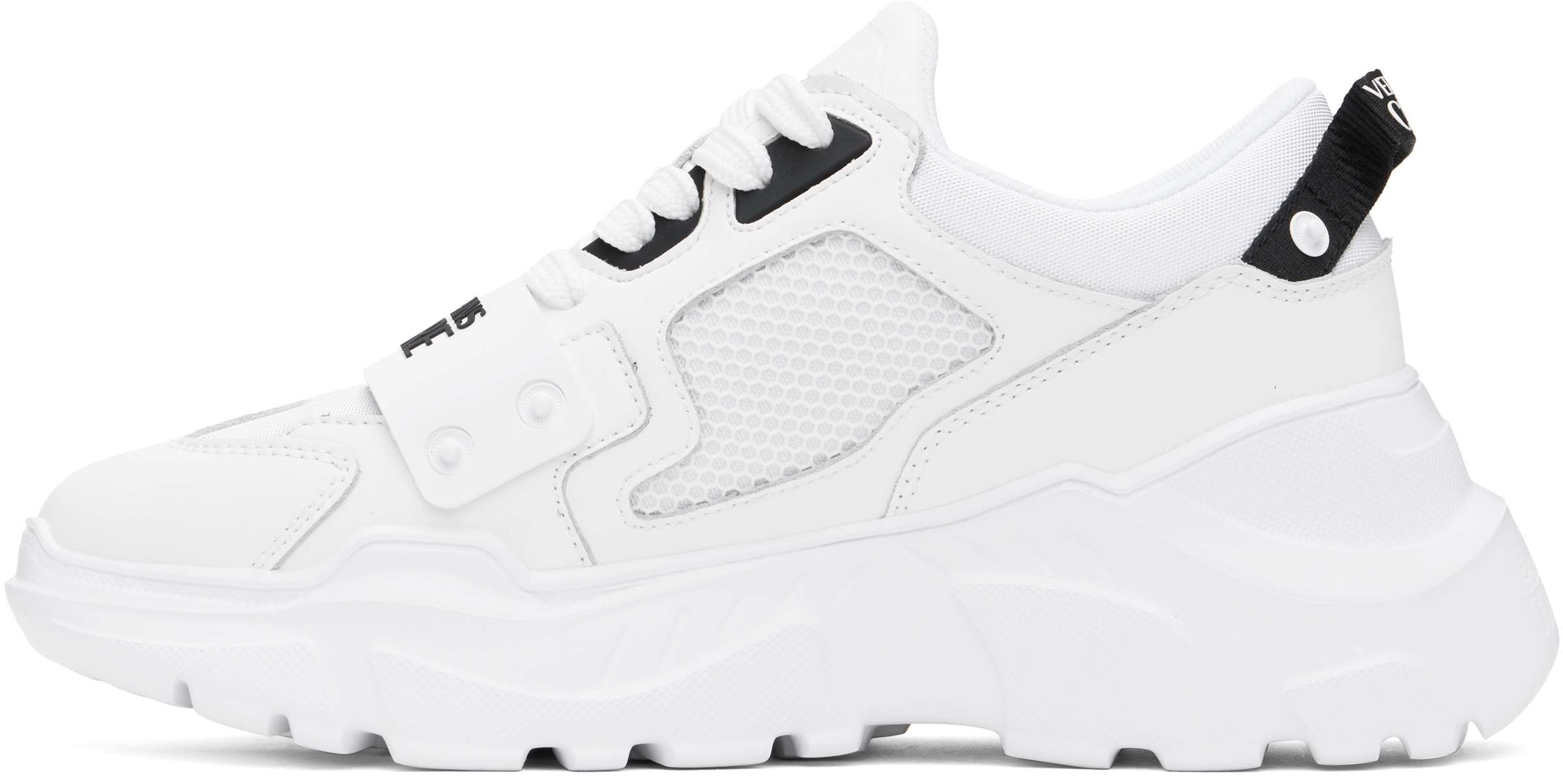 Versace Jeans Couture White Speedtrack Logo Sneakers In Eo03