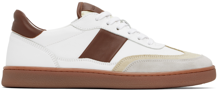 White & Brown Pillar Court II Sneakers