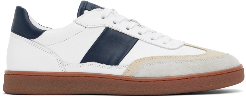 Shop Collegium White & Navy Pillar Court Ii Sneakers In White/navy