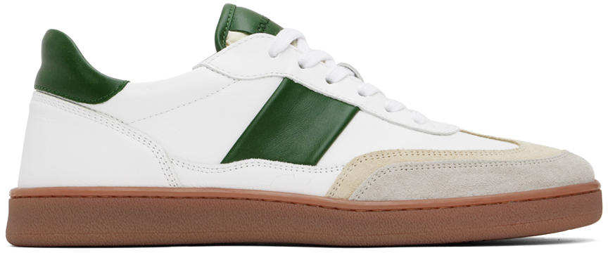 Shop Collegium White & Green Pillar Court Ii Sneakers In White/green