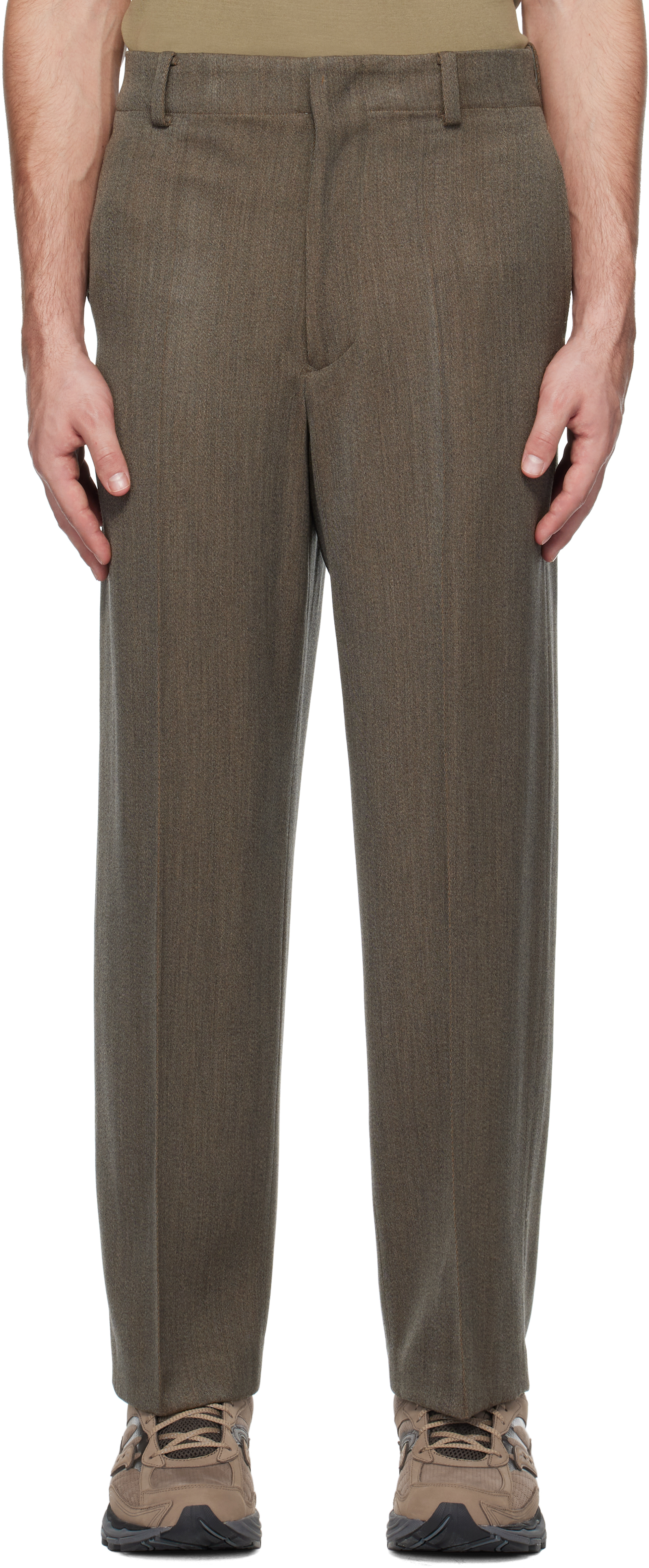 Brown Wool & Rayon Twill Trousers