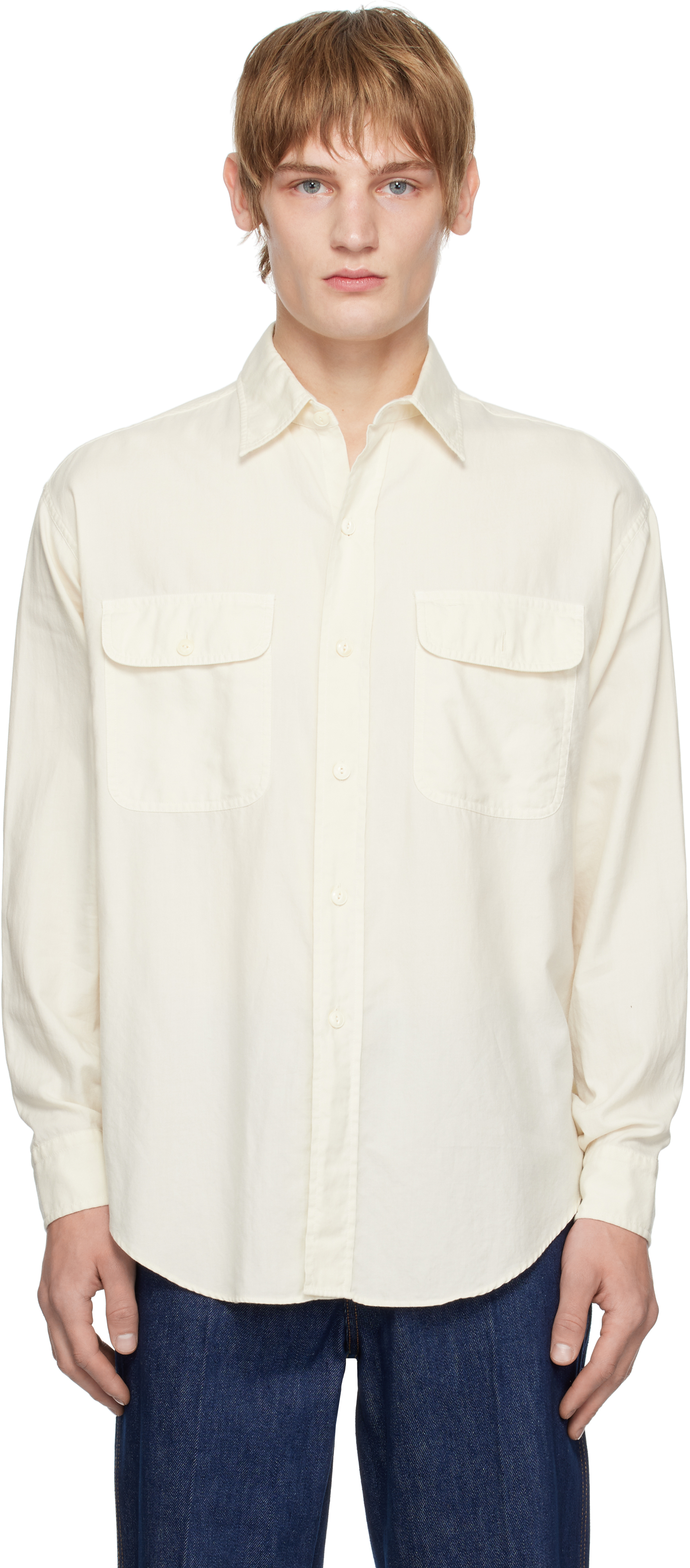 Off-White Cotton Viyella Work Shirt