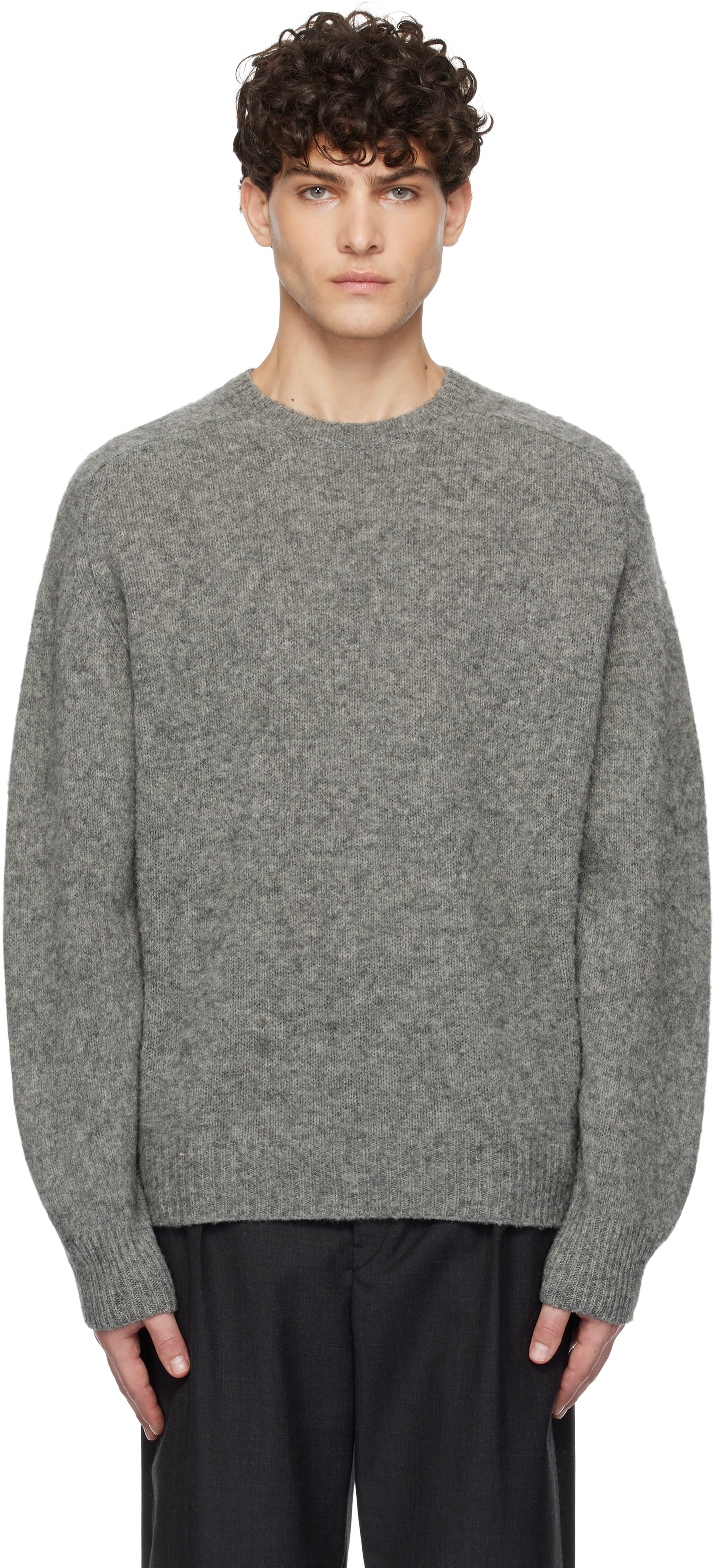 Gray Brushed Wool Sweater