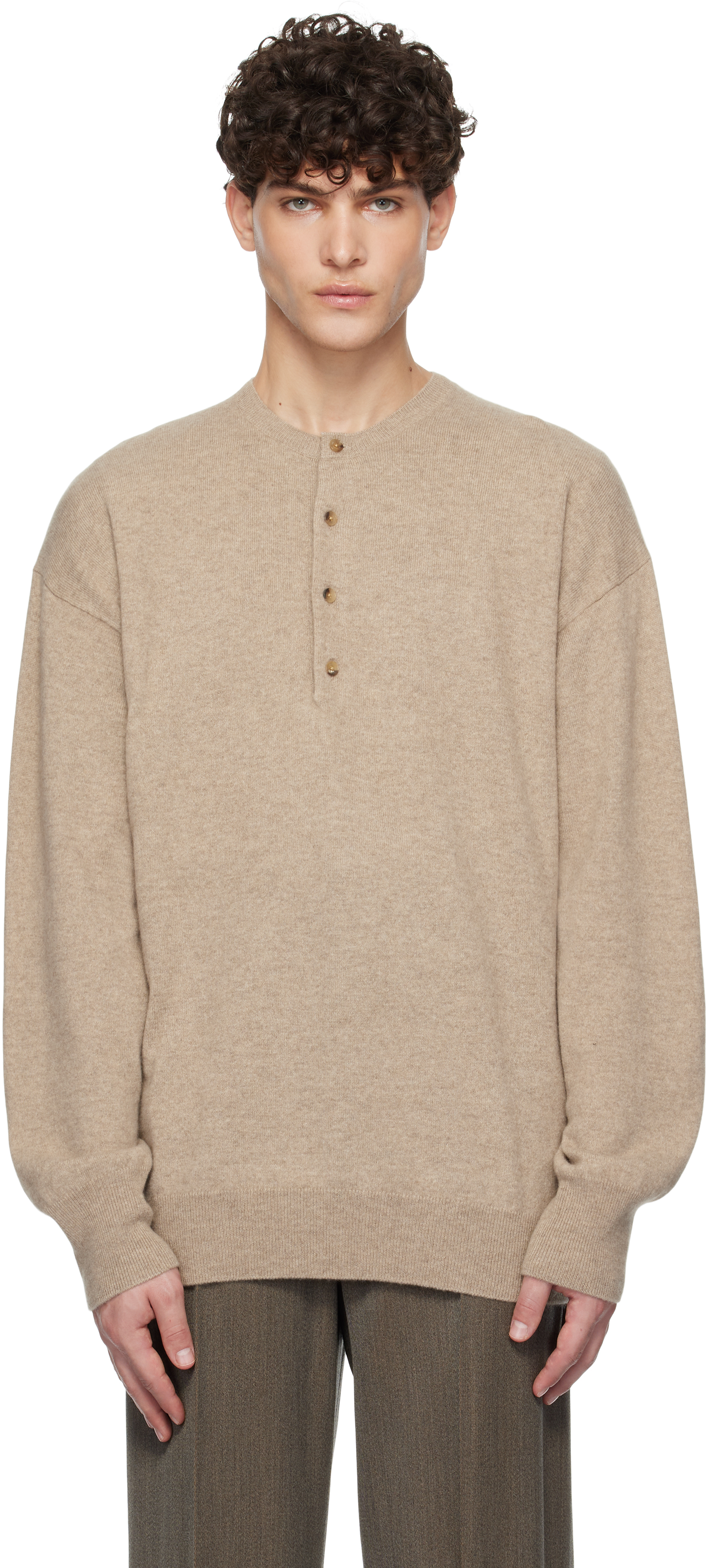 Beige Cashmere Henley