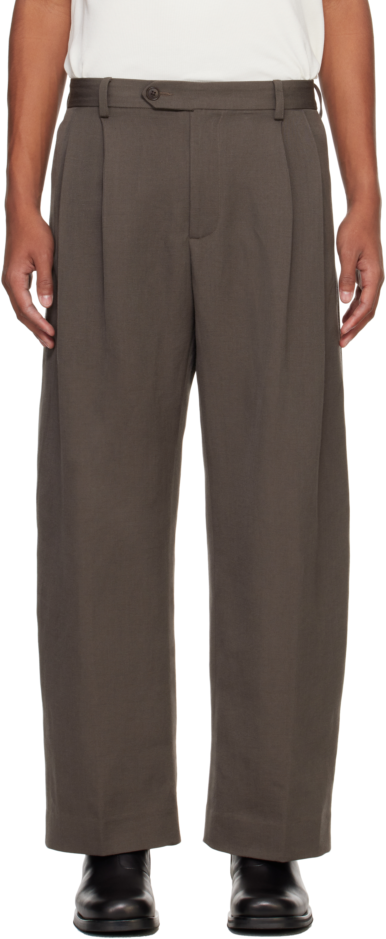 Brown Double Pleat Trousers