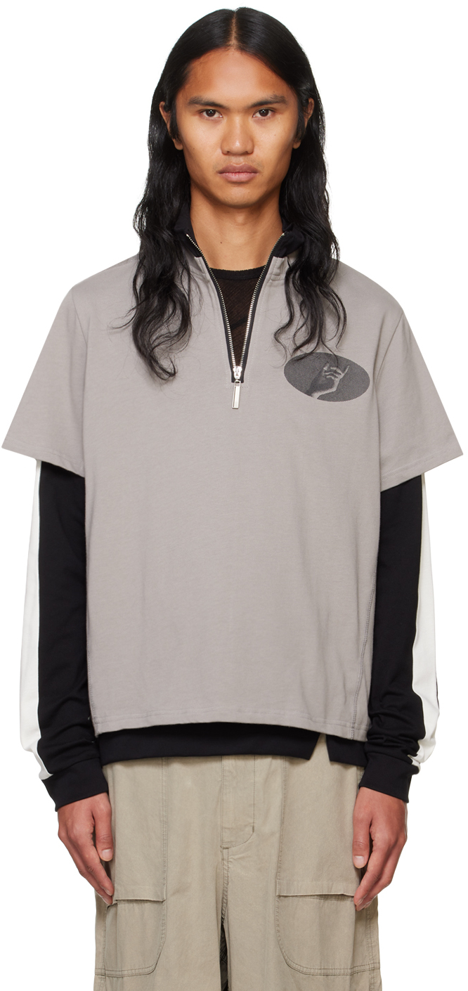 Gray 
Black Layered Track Sweatshirt