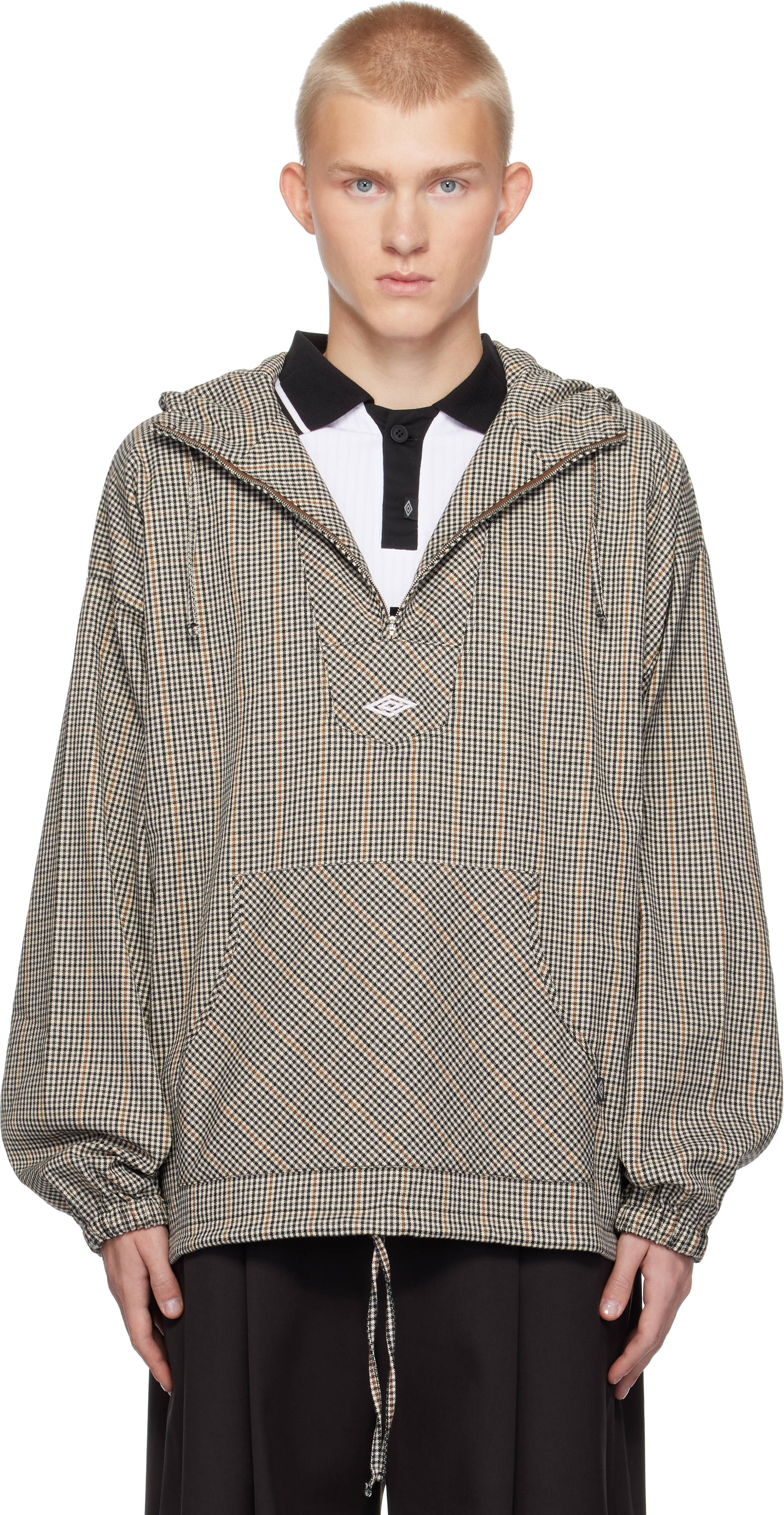 Beige & Black Slam Jam Edition Masked Club Check Jacket