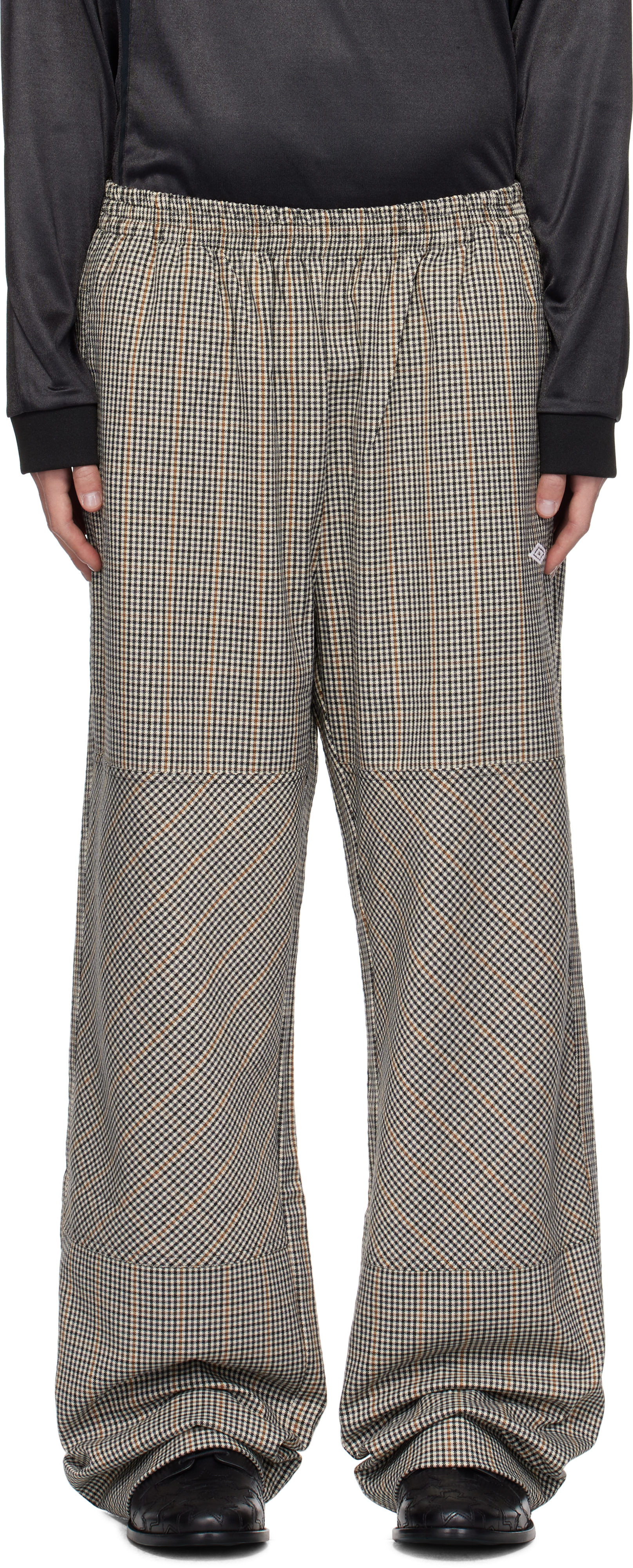 UMBRO BEIGE & BLACK CLUB CHECK TROUSERS 