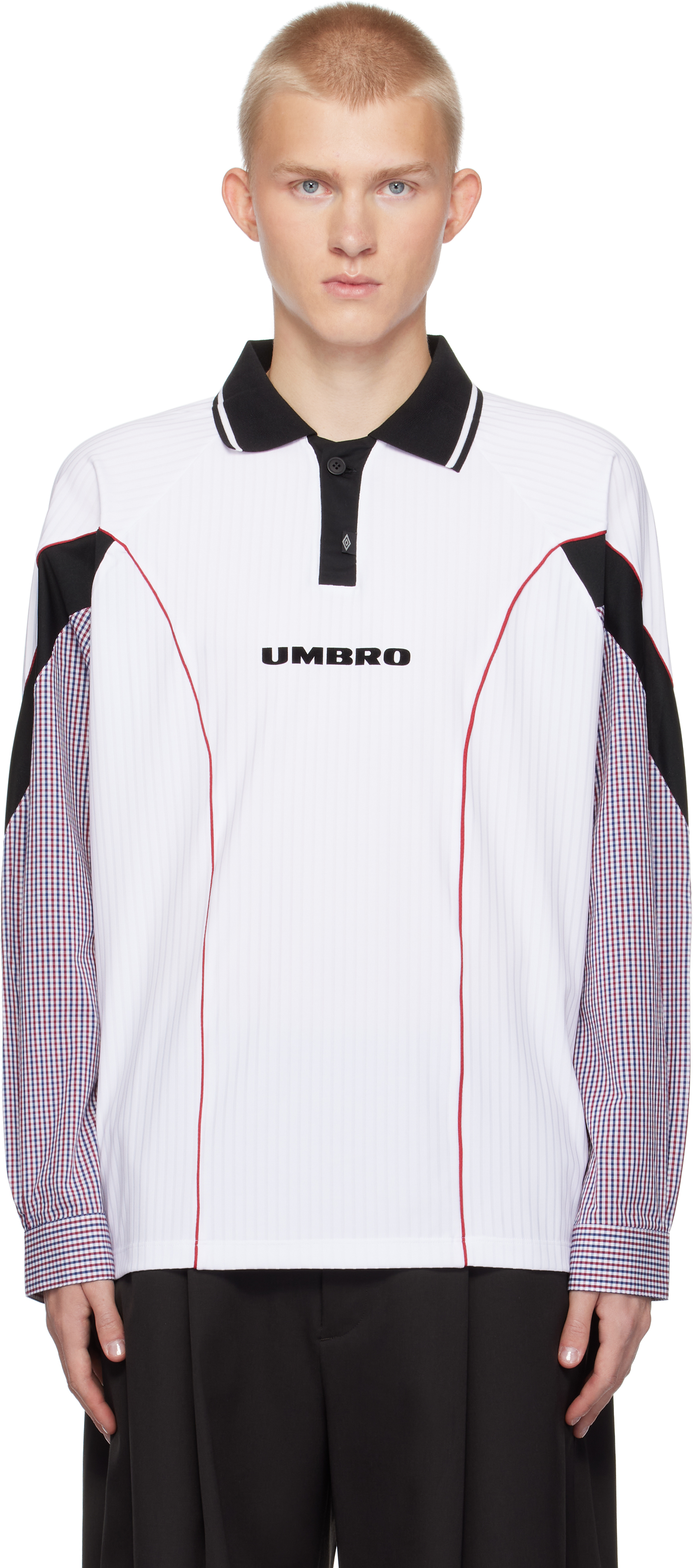 UMBRO WHITE SLAM JAM EDITION GINGHAM CUT UP POLO 