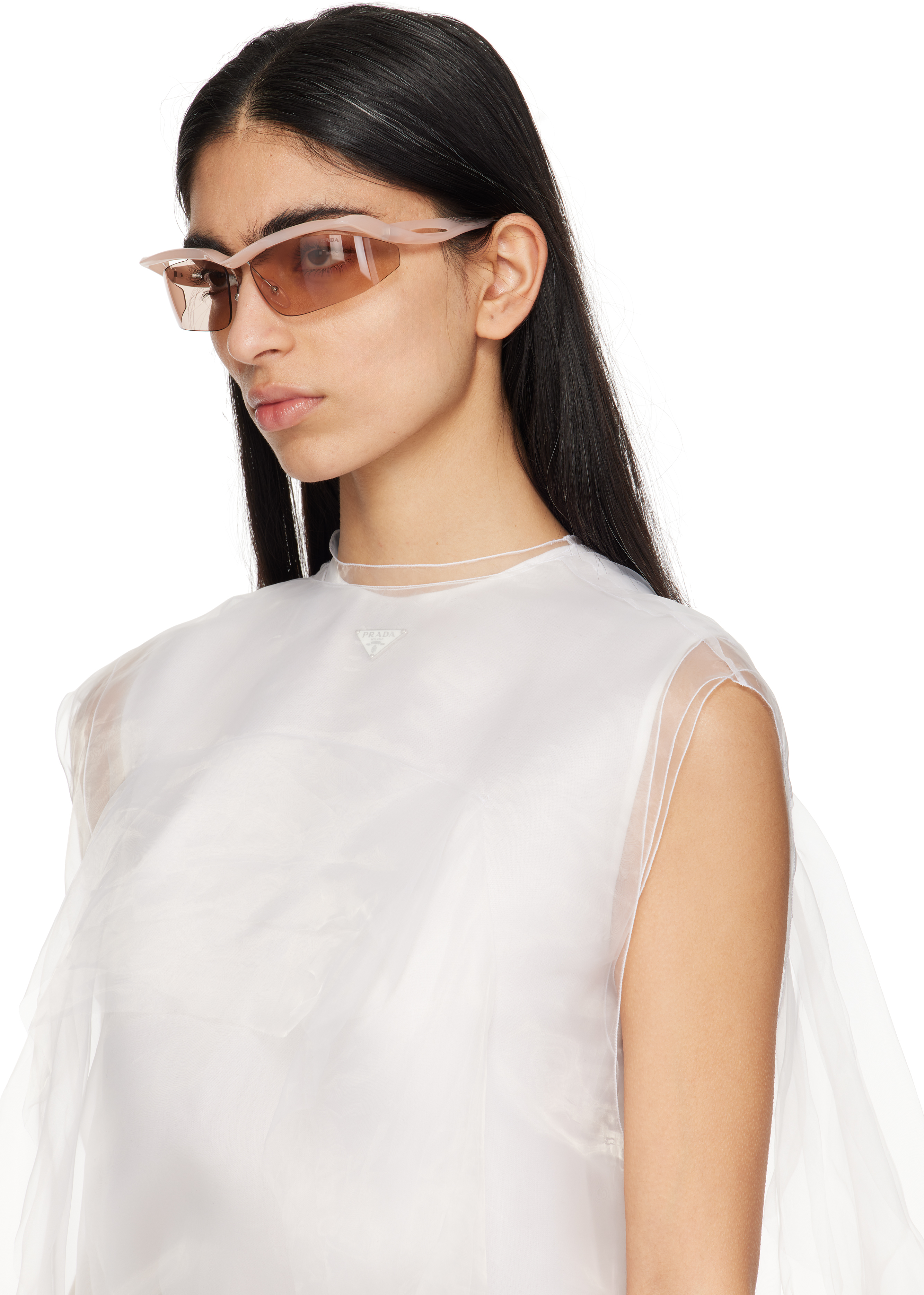 Prada Pink Twisted Frame Sunglasses In 0pr A25s