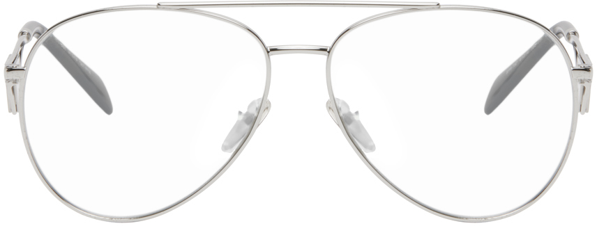 Prada Silver Aviator Glasses In Metallic