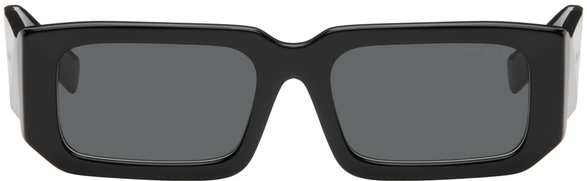 Shop Prada Black Symbole Sunglasses In 09q5s0 Black
