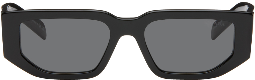 Shop Prada Black Logo Sunglasses In 1ab5s0
