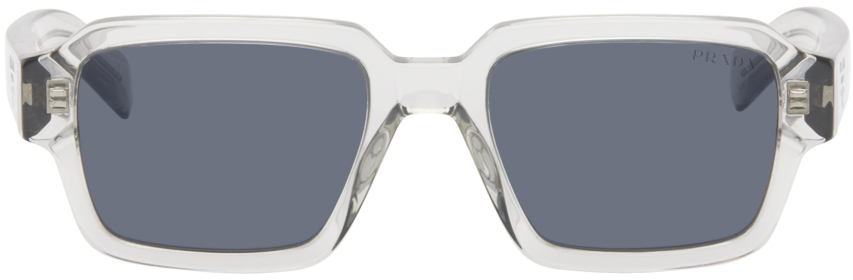 Shop Prada Gray Logo Sunglasses In Grey