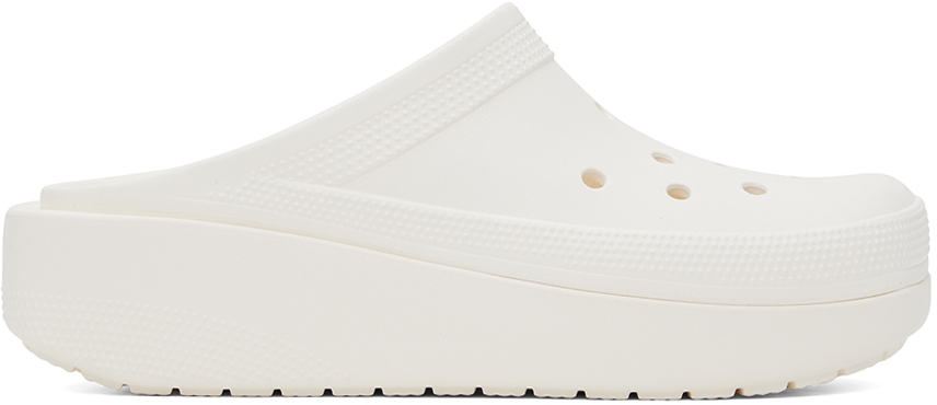 Shop Crocs White Classic Blunt Toe Loafers In Chalk