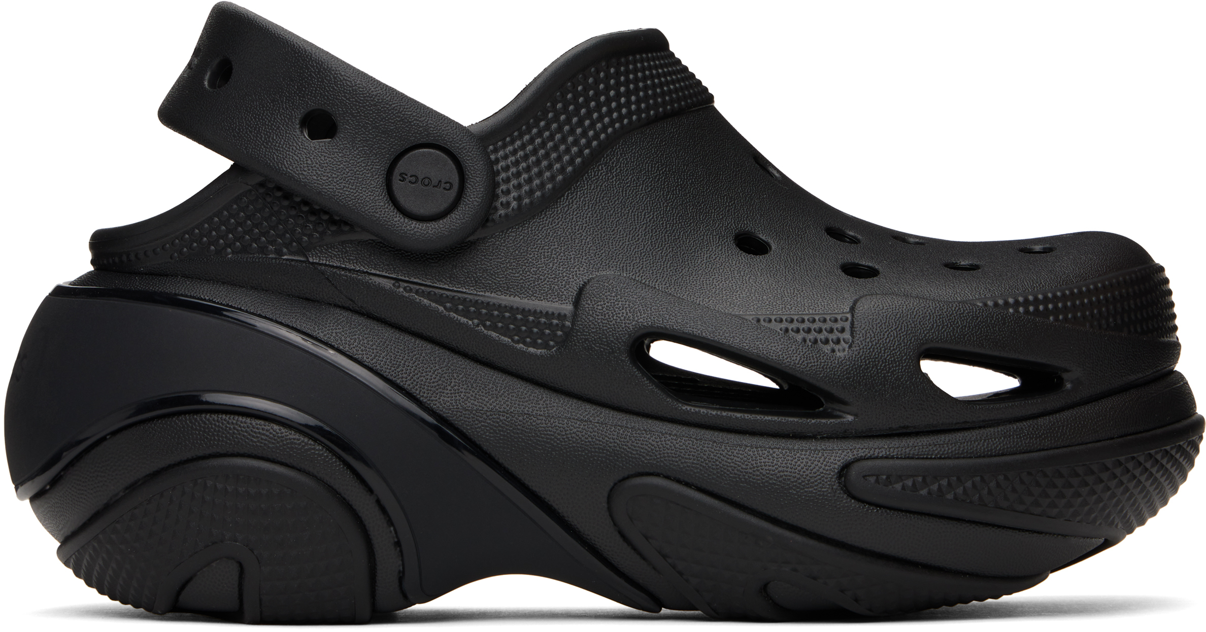 Shop Crocs Black Bubble Crush Slip-on Loafers In Triple Black