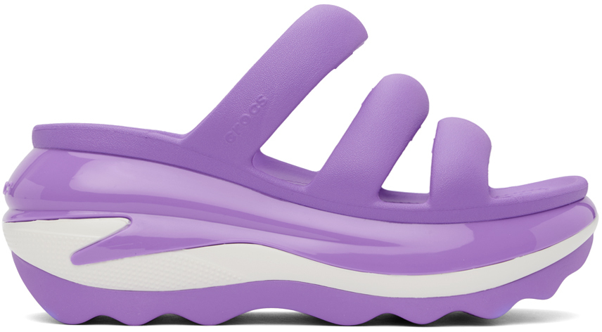 Shop Crocs Purple Mega Crush Triple Strap Sandals In Galaxy