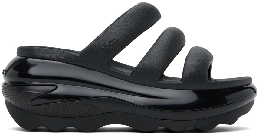 Shop Crocs Black Mega Crush Triple Strap Sandals